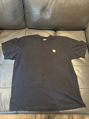 Carhartt Black Short Sleeve Pocket Tee with Logo 2XL Loose Fit